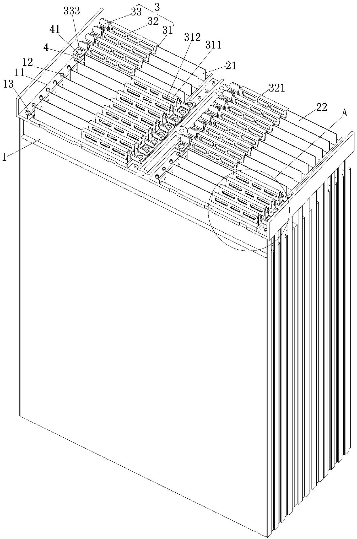 Soft package battery module with non-welding type tab connecting structure, and connecting method