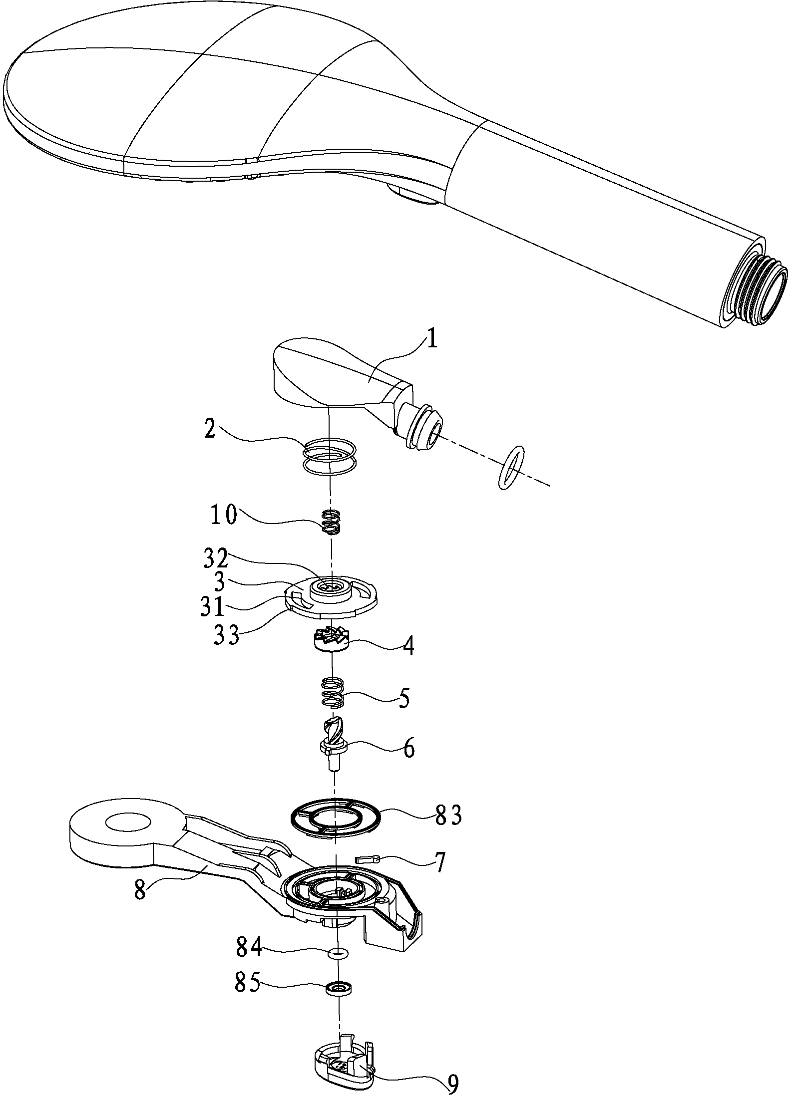 Button switching structure of handheld sprinkler