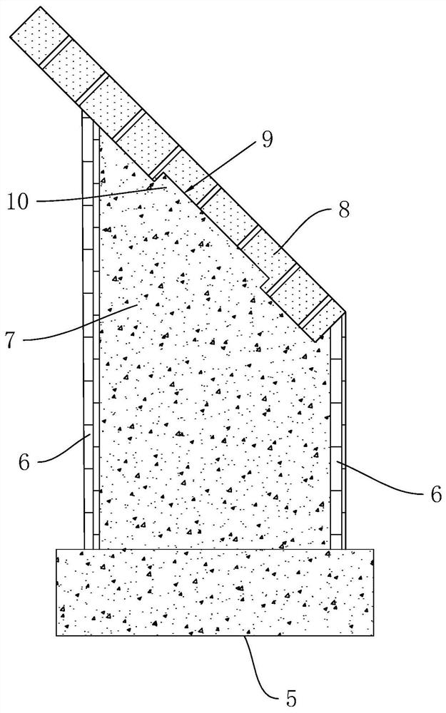 Mass concrete block, pouring construction method and dam obtained through pouring