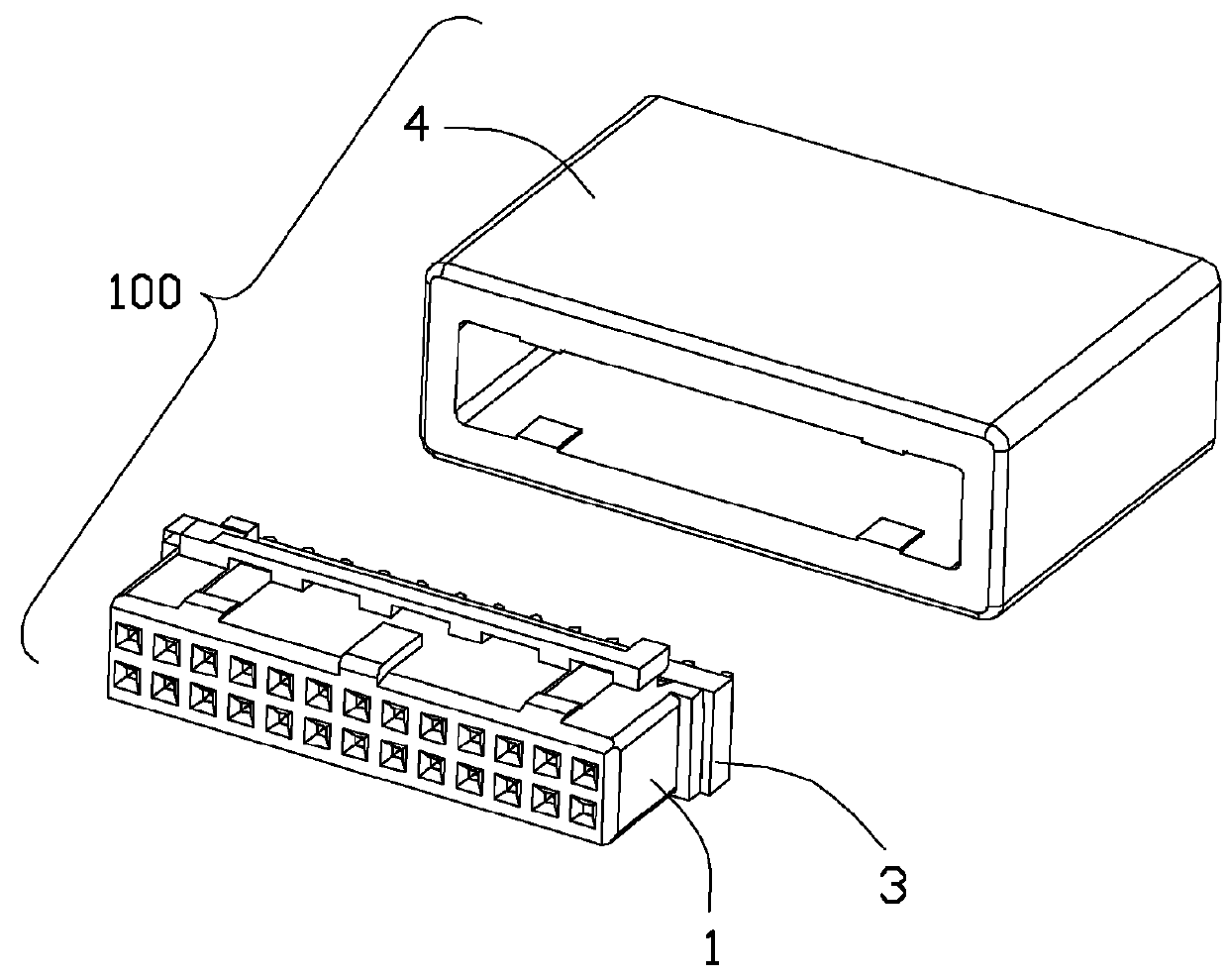 Insulative housing of a cable connector assembly having a one piece structure latch