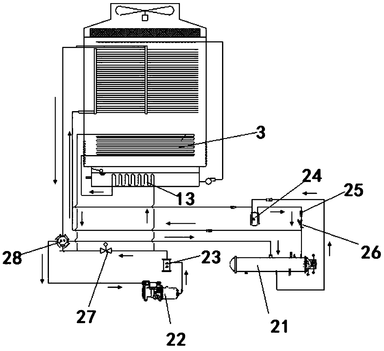 Low-ambient-temperature aqueous solution energy tower and heat pump system thereof