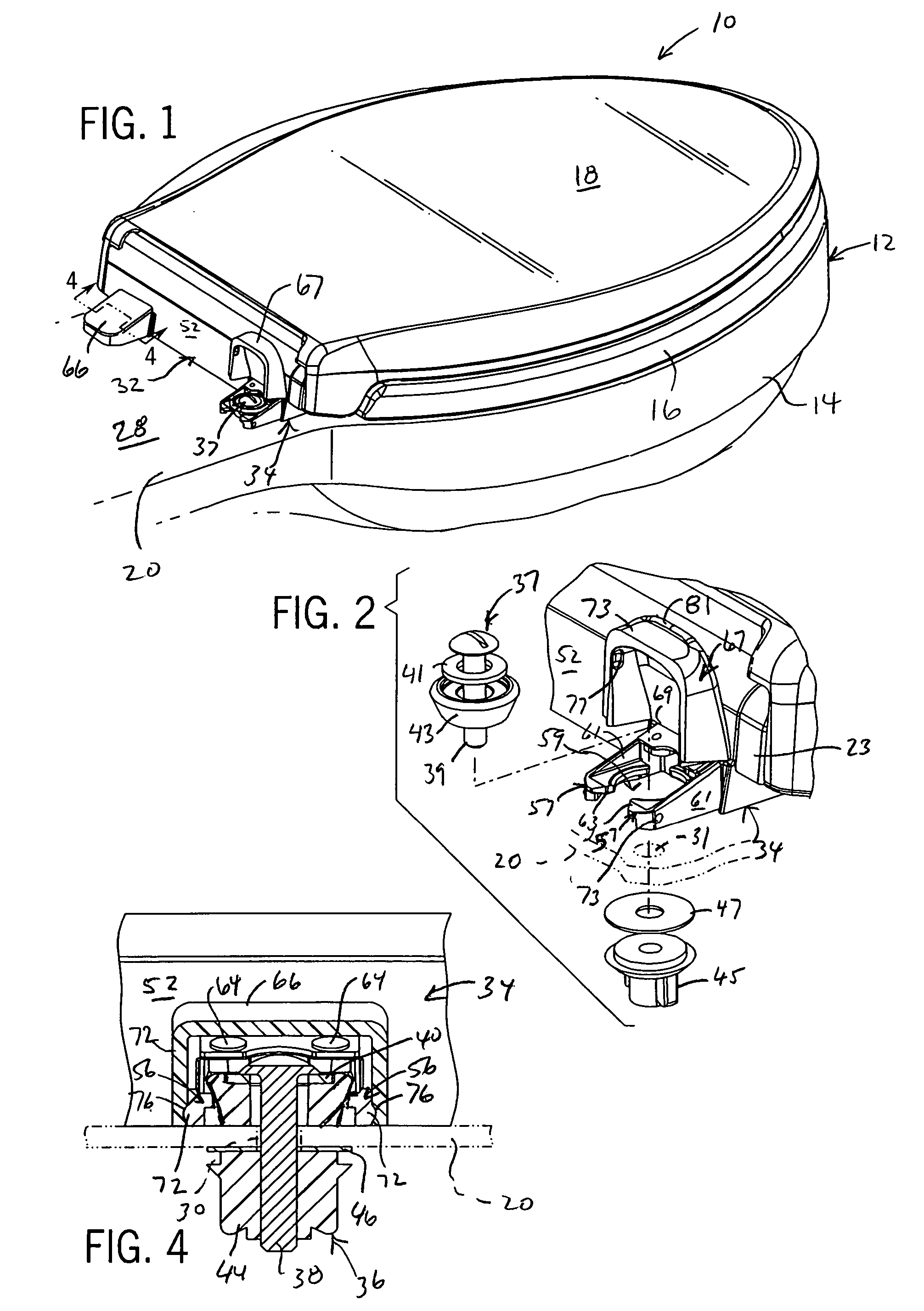 Releasable toilet seat assembly