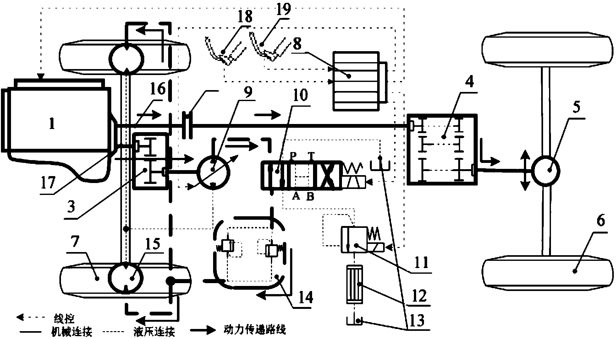 Hydraulic auxiliary driving and braking system and control method thereof
