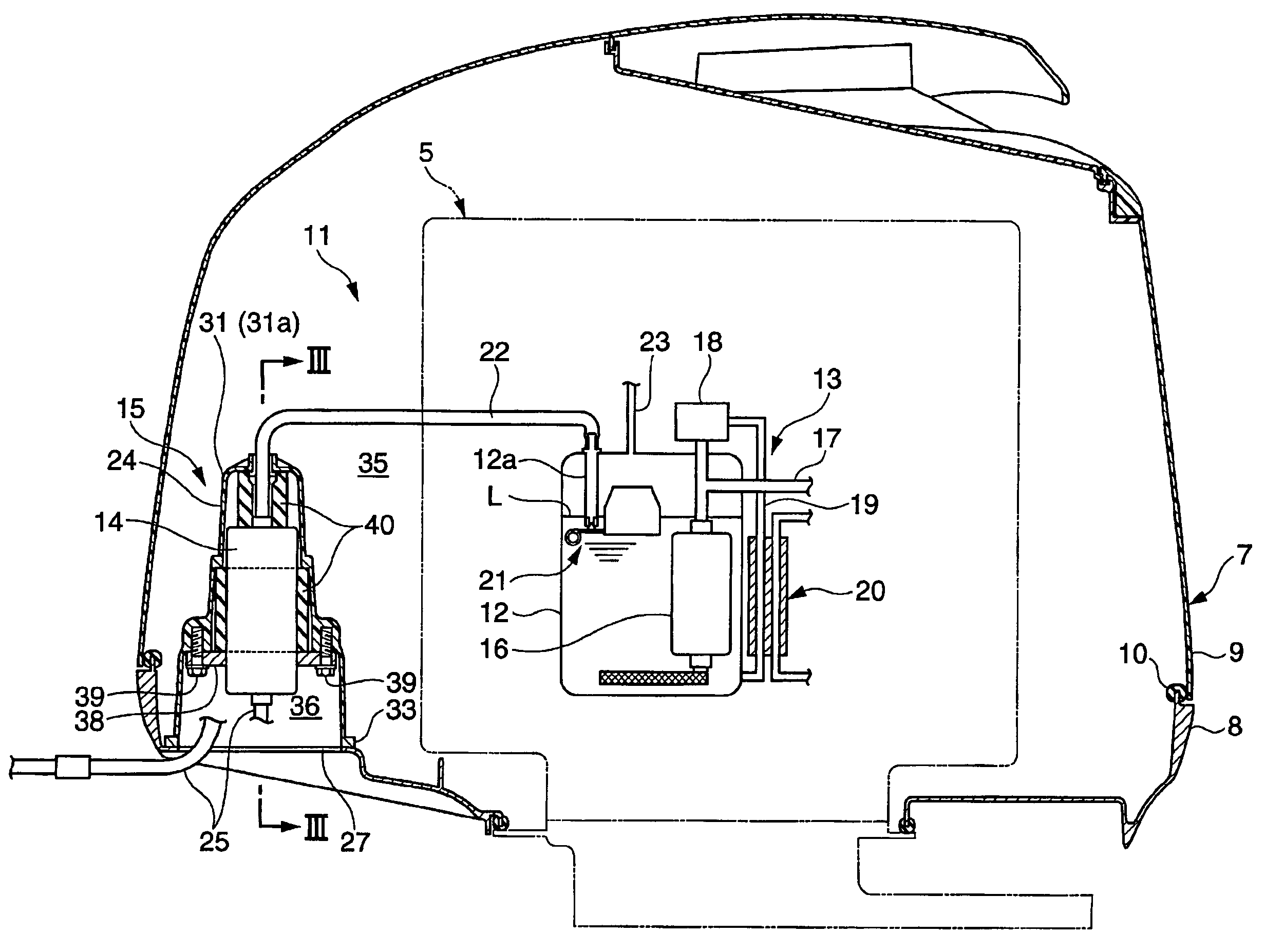 Outboard motor with forward air intake and air-cooled fuel pump