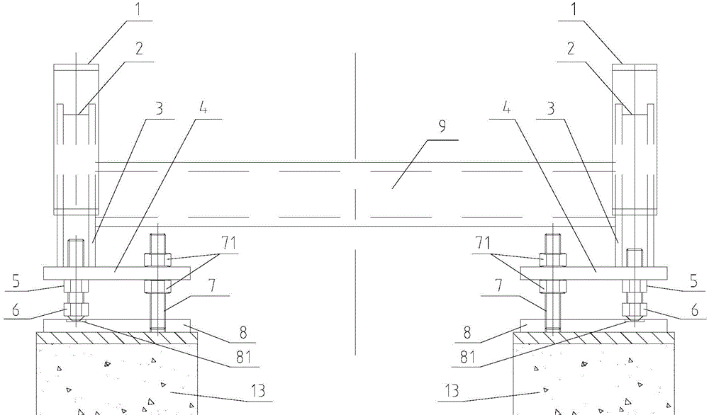 Escalator fulcrum device