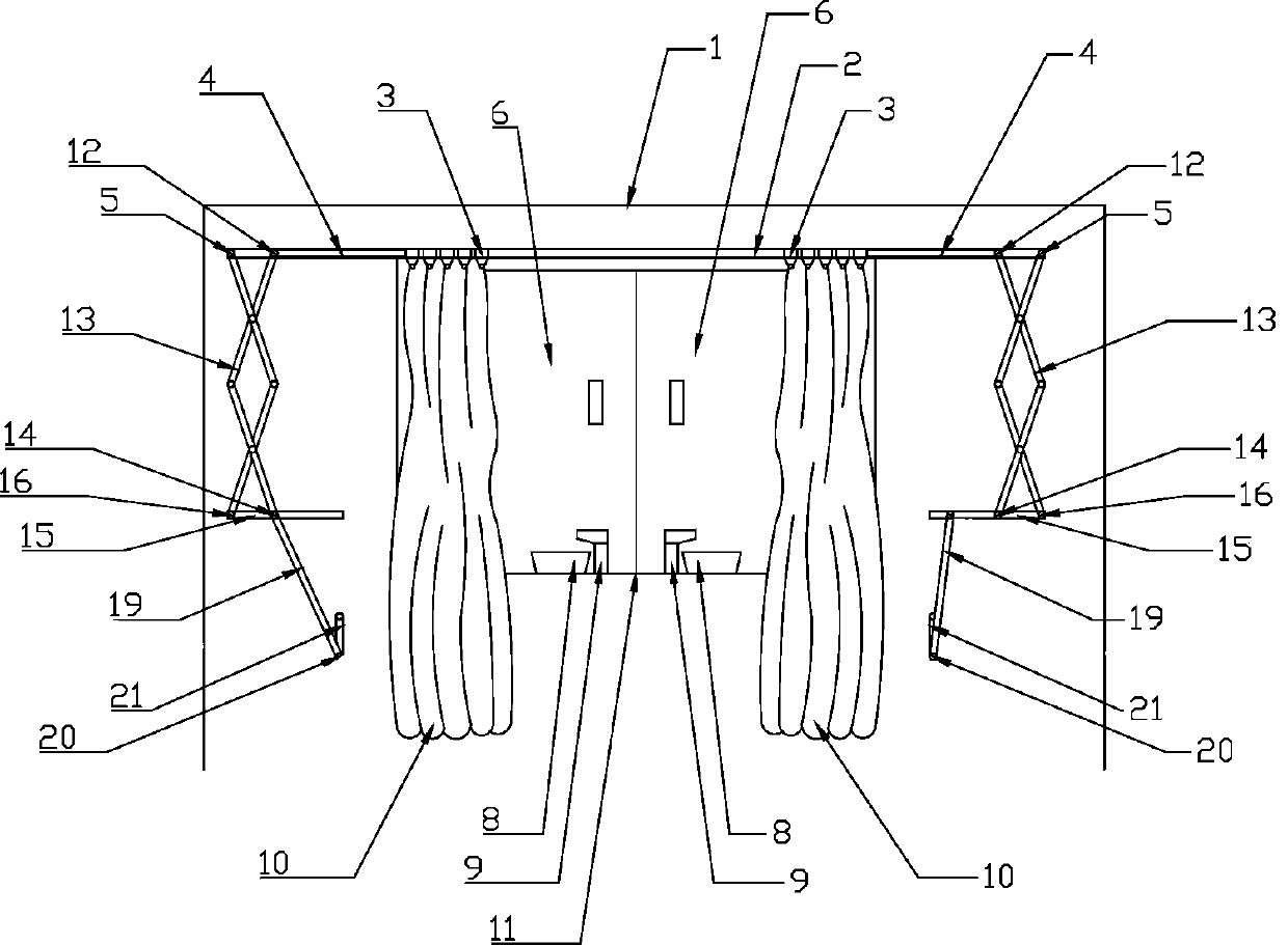 Curtain device capable of rotating flower pots