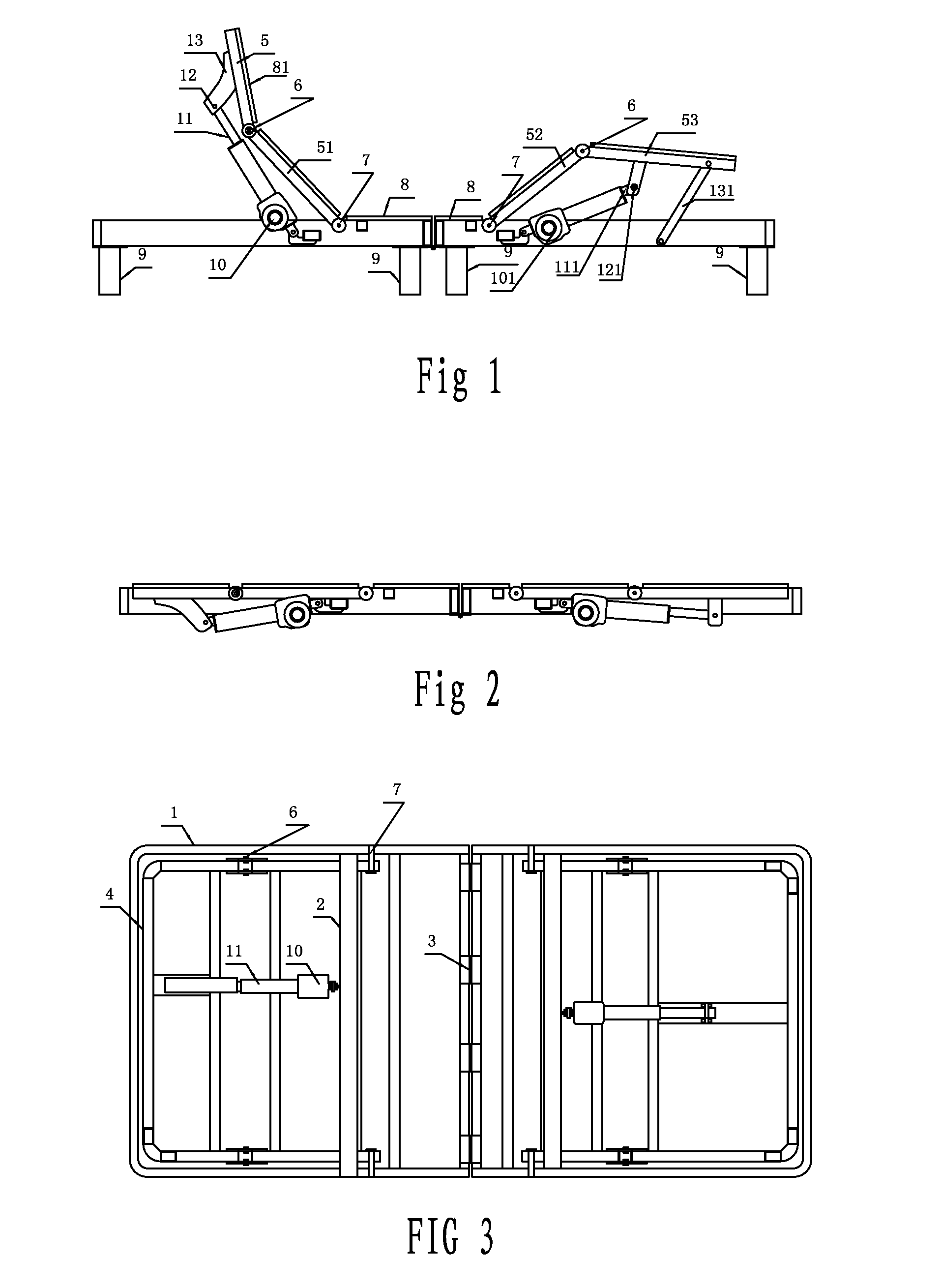 Folding five-bend electric bed