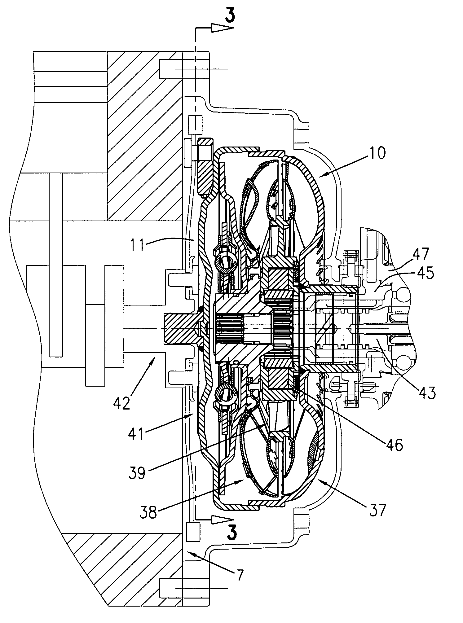 Hydrodynamic coupling device for hybrid vehicles