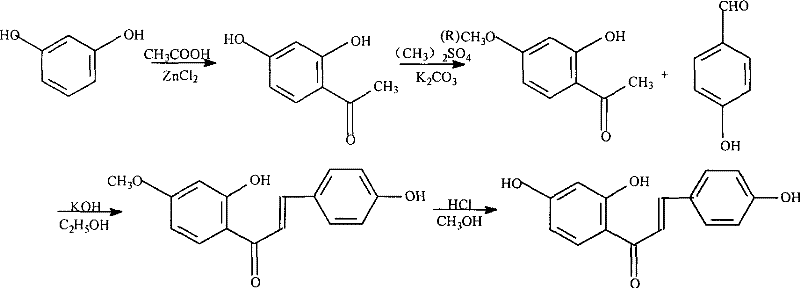 A kind of synthetic method of isoliquiritigenin