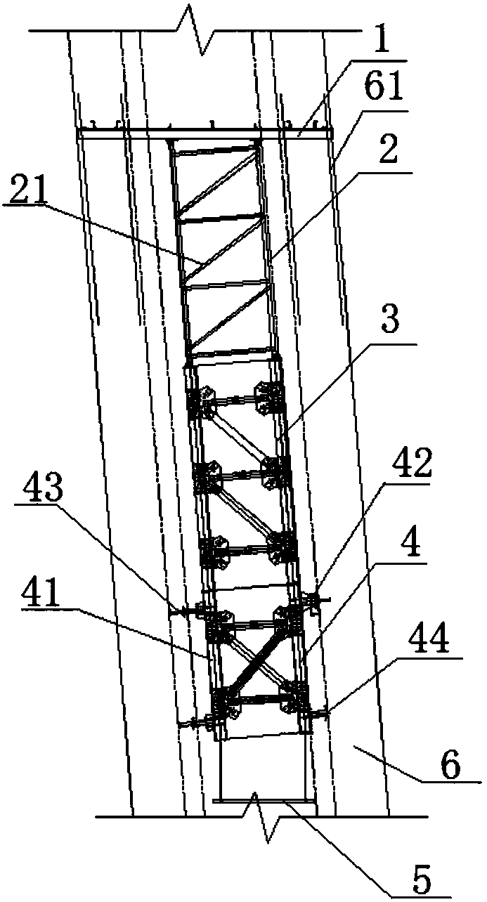 Tower column construction internal climbing frame and tower column construction method adopting same