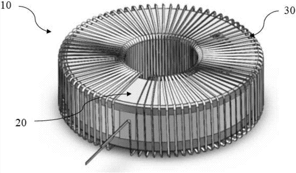 Amorphous magnetic core vertical winding inductor