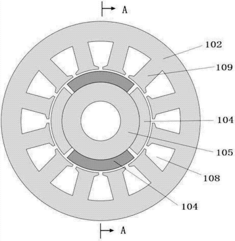 Low vibration motor with excitation magnetic poles on stator