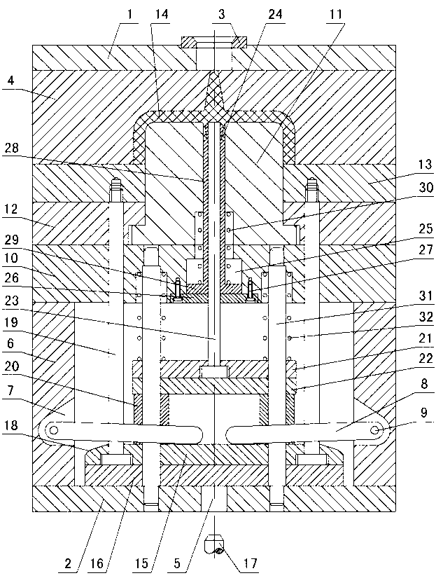 Ejection mechanism for internal inverted buckle in injection mould