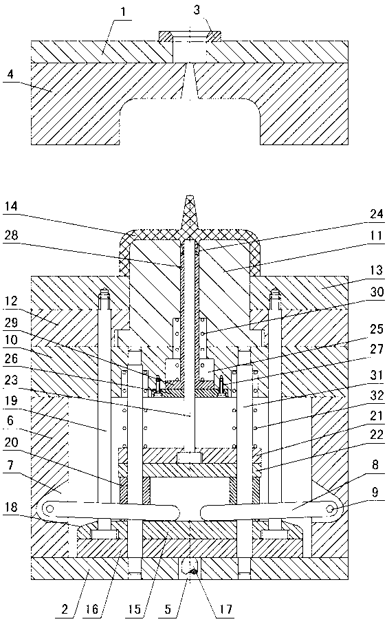 Ejection mechanism for internal inverted buckle in injection mould