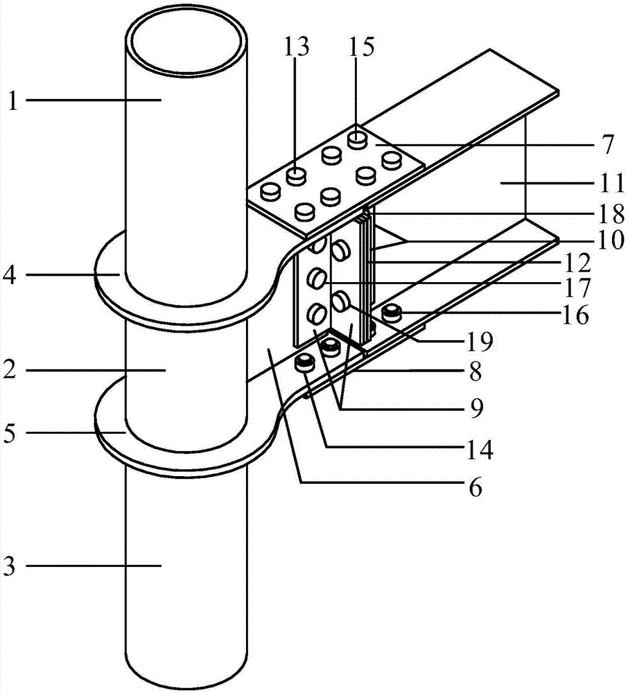 An assembled end plate connection node connection device with recoverable function