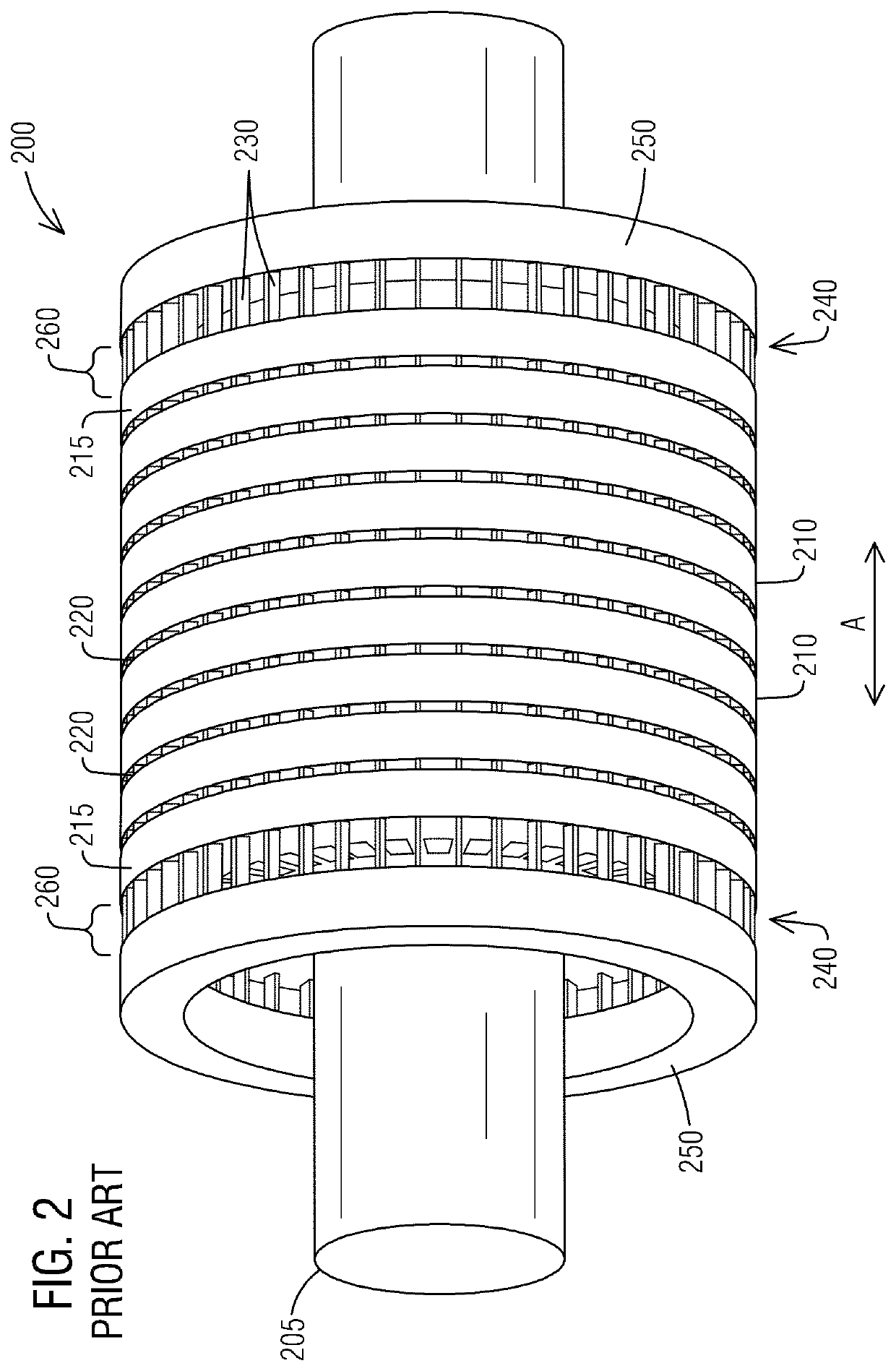 Rotor assembly for an electrodynamic machine that minimizes mechanical stresses in cooling ducts