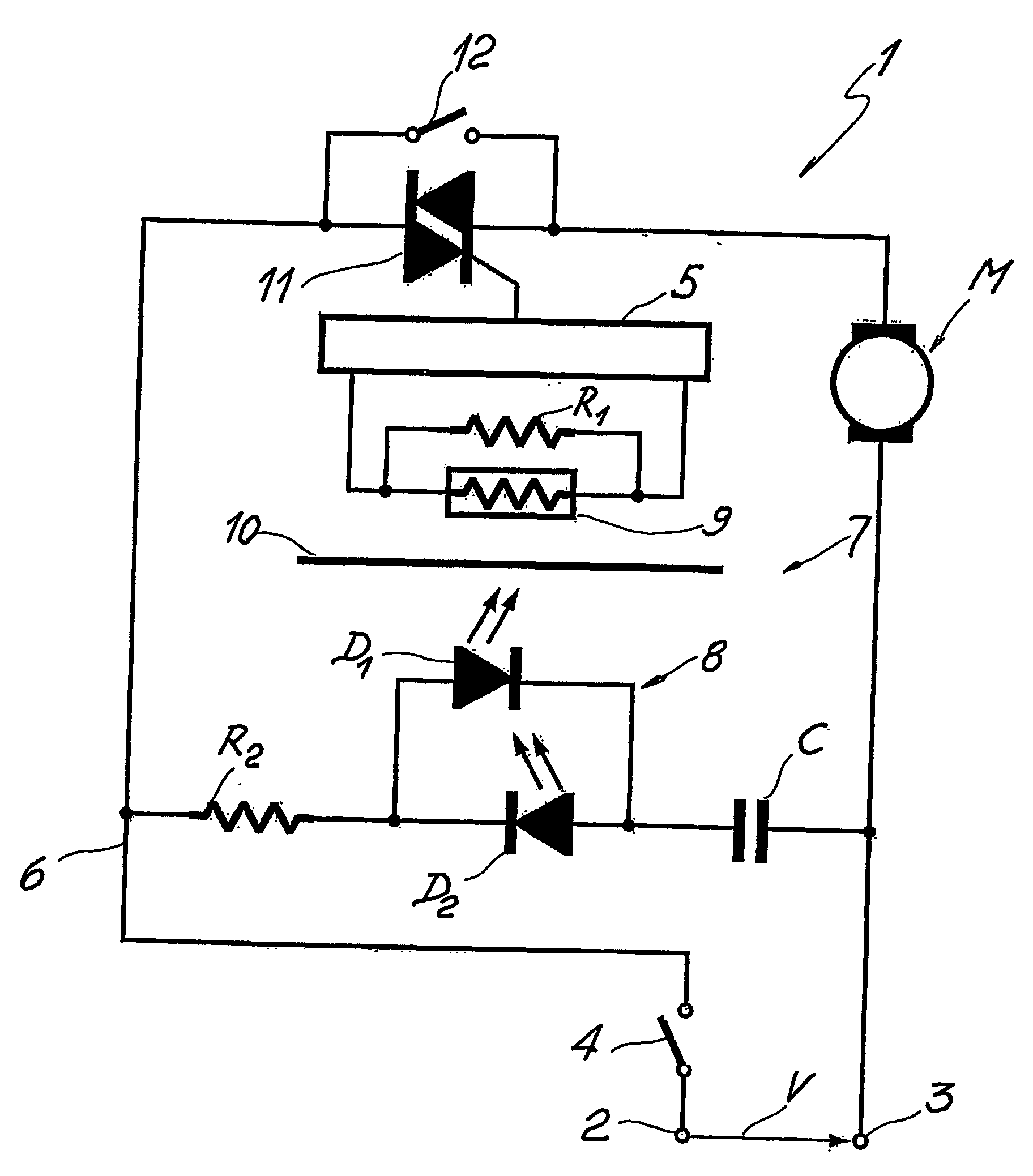 Control device for variable speed electric motors, particularly for power tools