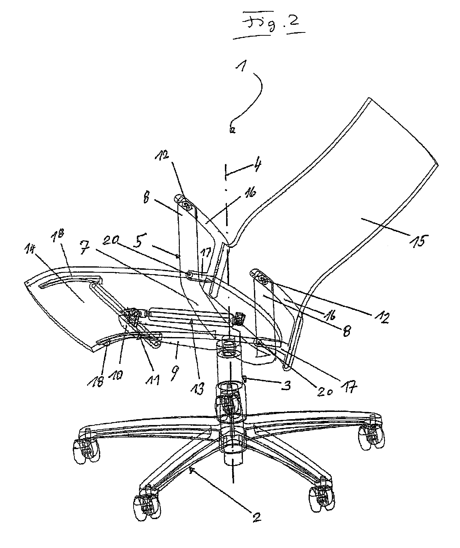 Servo mechanism for a seat part, in particular of a chair