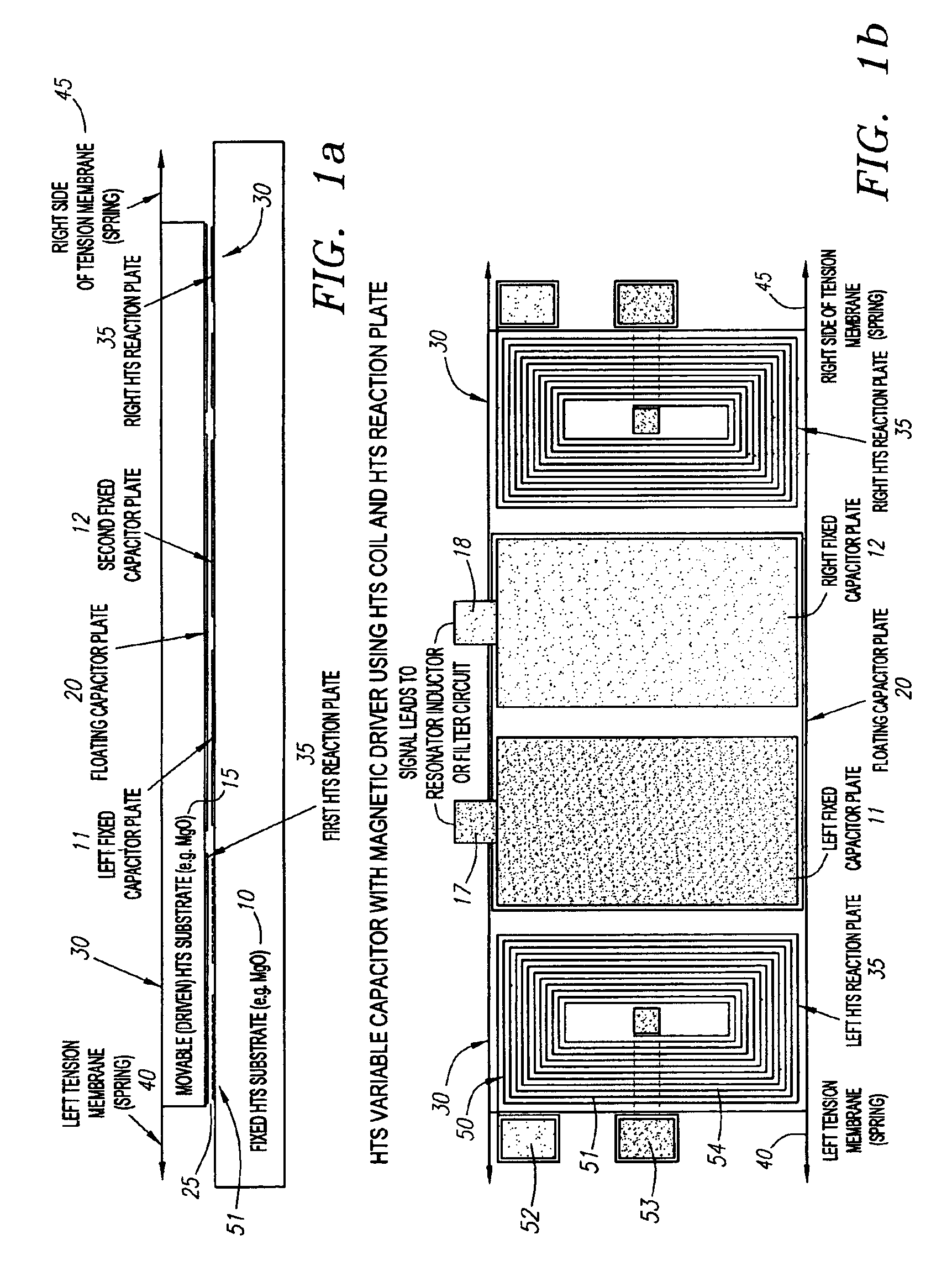 High temperature superconductor tunable filter having a movable substrate controlled by a magnetic actuator