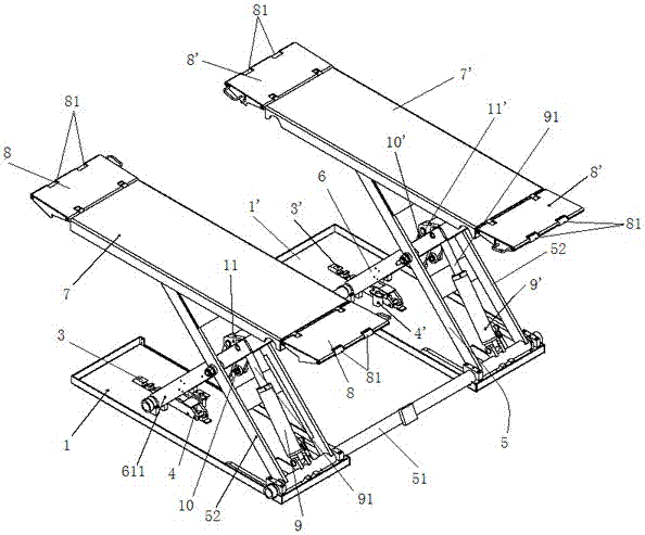 A low-position small scissor car lift with anti-rollover function and its use method