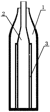 Inner and outer double-cavity bottle body with hierarchical visual effect