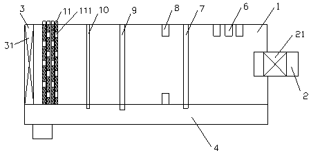 Water curtain dust removing device