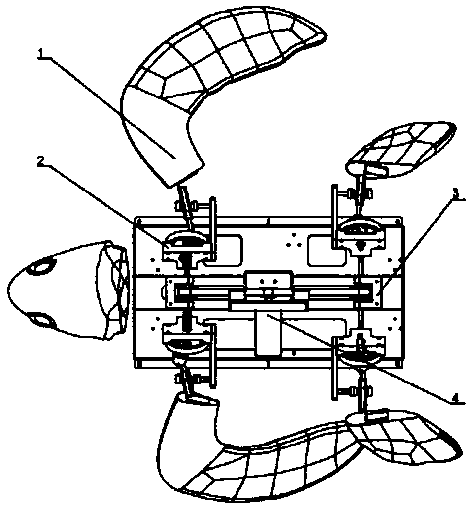 Gear linkage structure for turtle-leg movement simulation, and bionic turtle movement system
