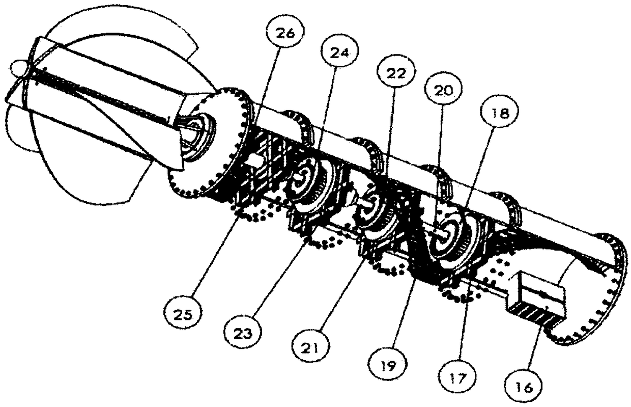 A direct-drive permanent magnet synchronous disc multi-combination high-power vertical wind turbine