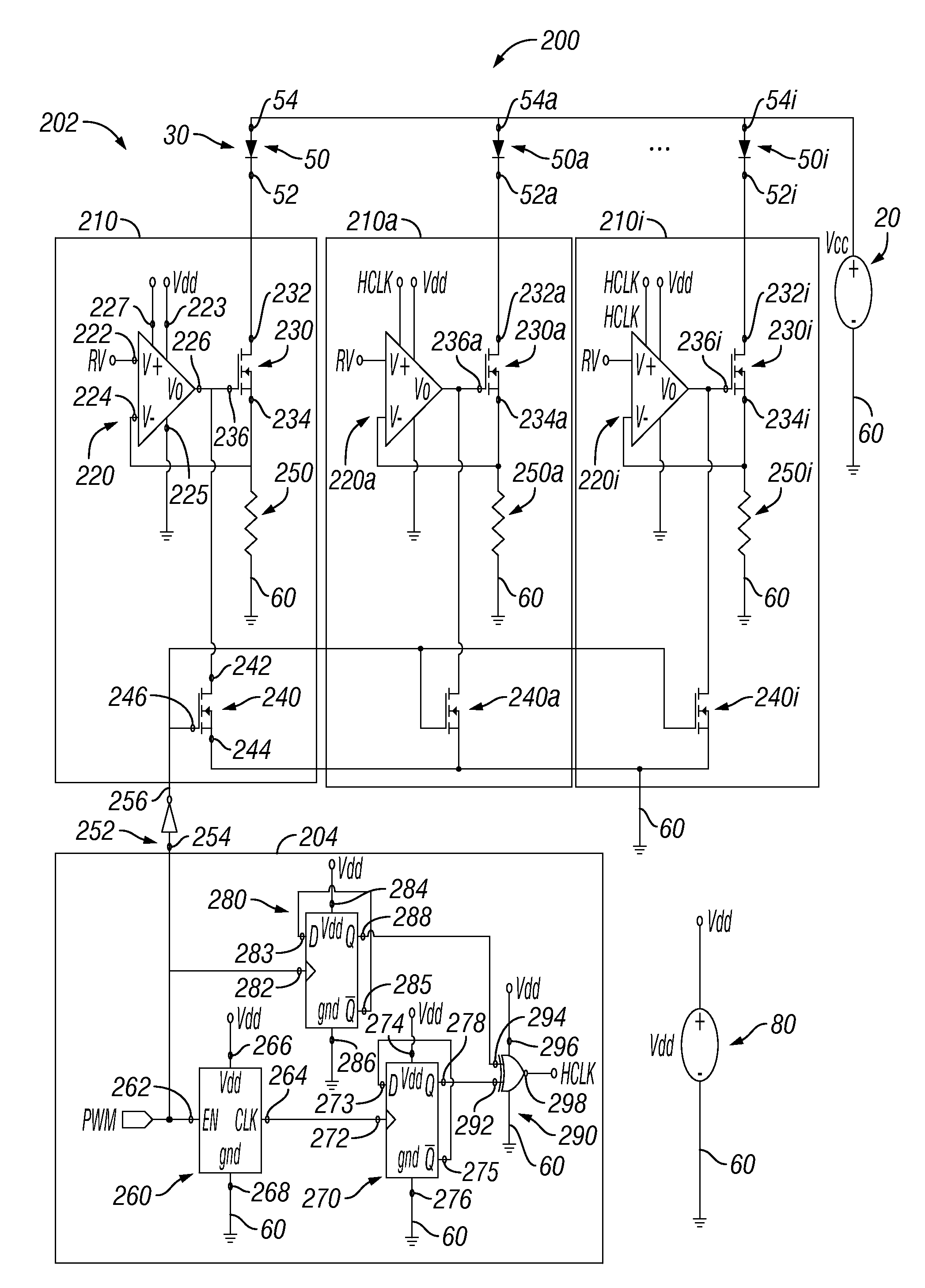 Dynamically controllable drive circuit for parallel array of light emitting diodes