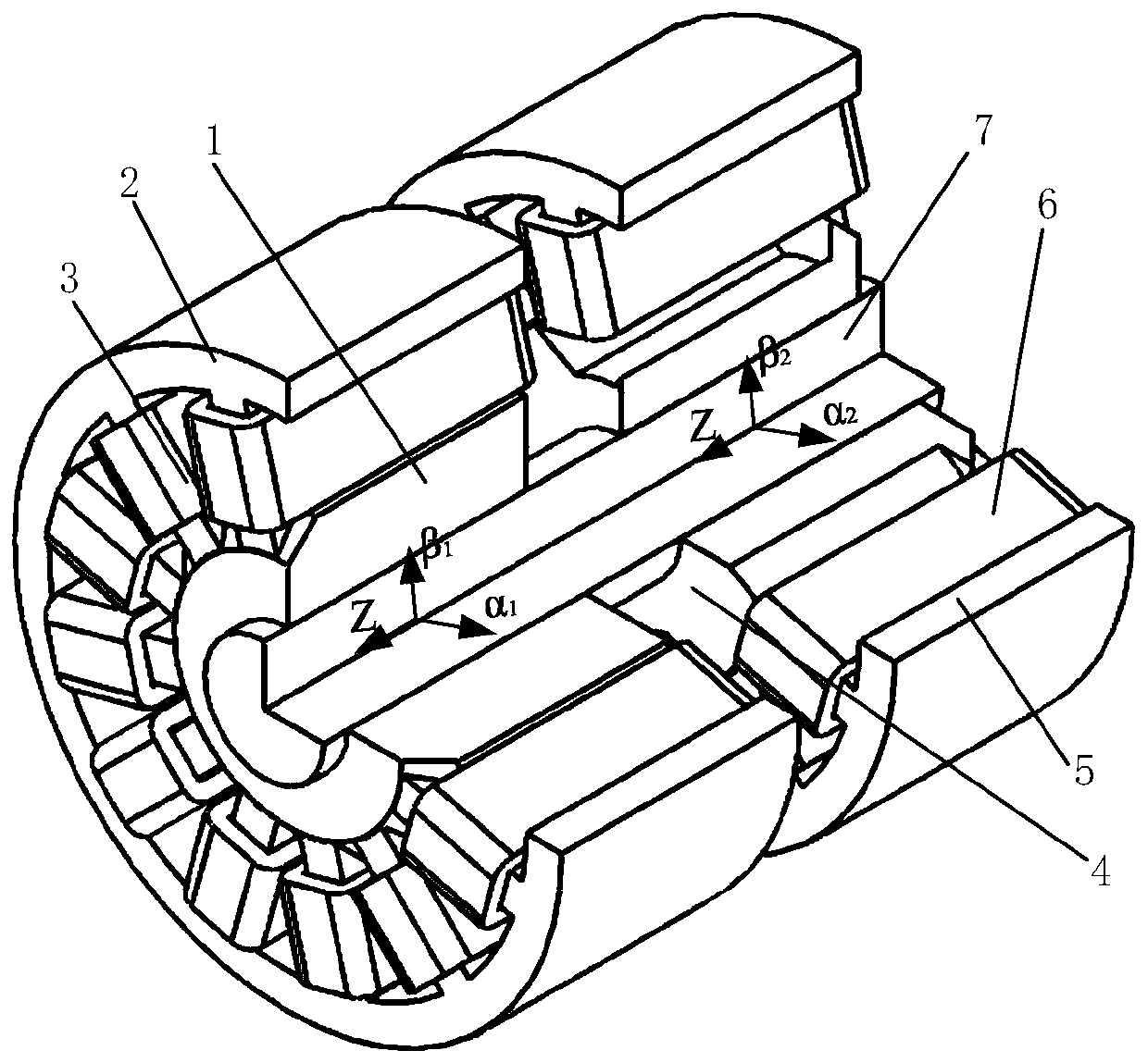 Conical column type five-degree-of-freedom suspension bearingless switched reluctance motor