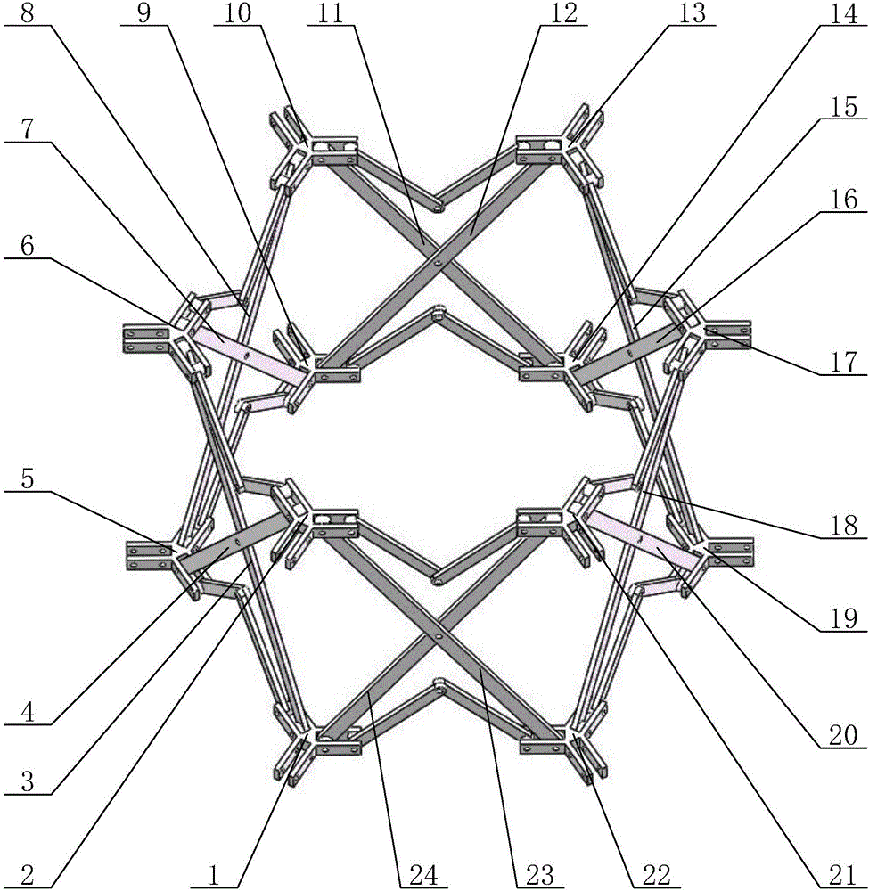 Scissors type hexagonal-prism-shaped extensible unit and space extensible mechanism formed by the same