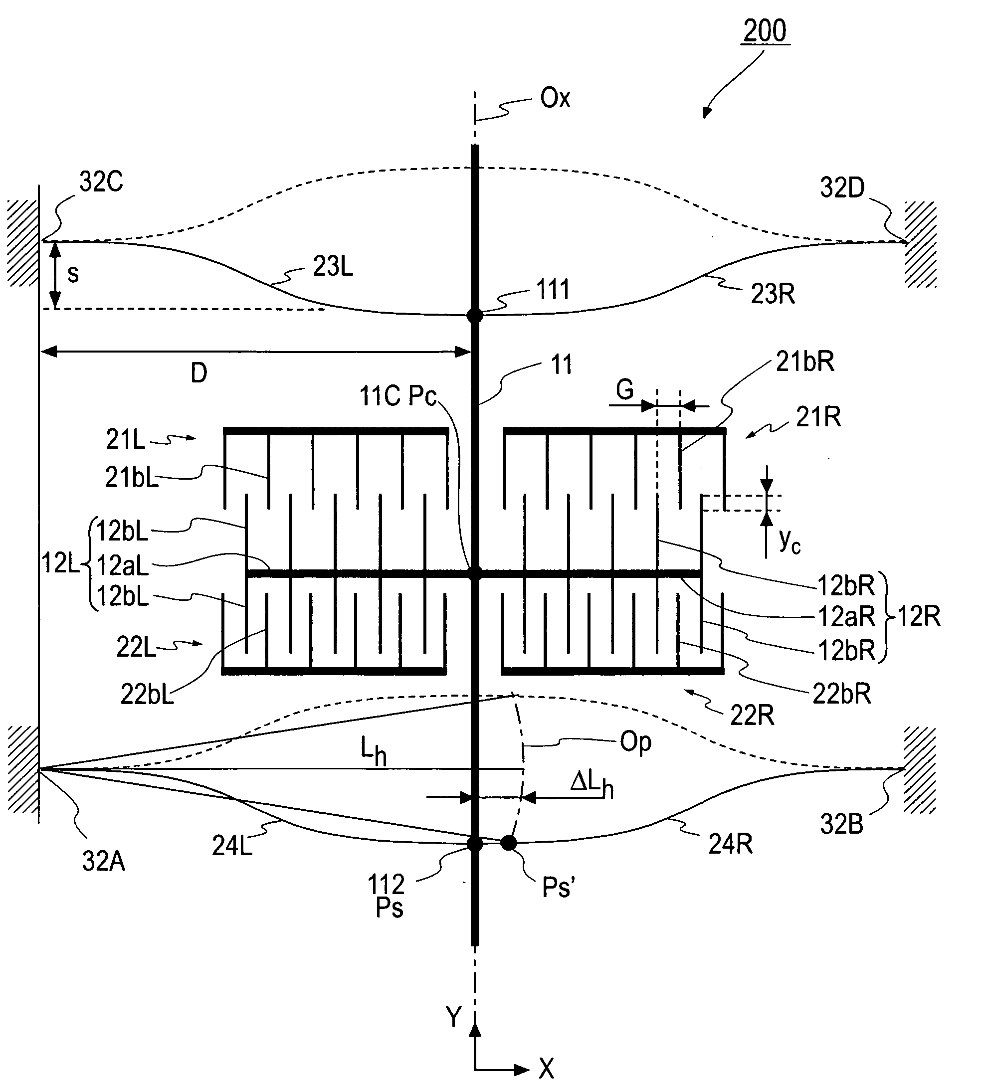 Electrostatic actuator with interdigitated electrode structure