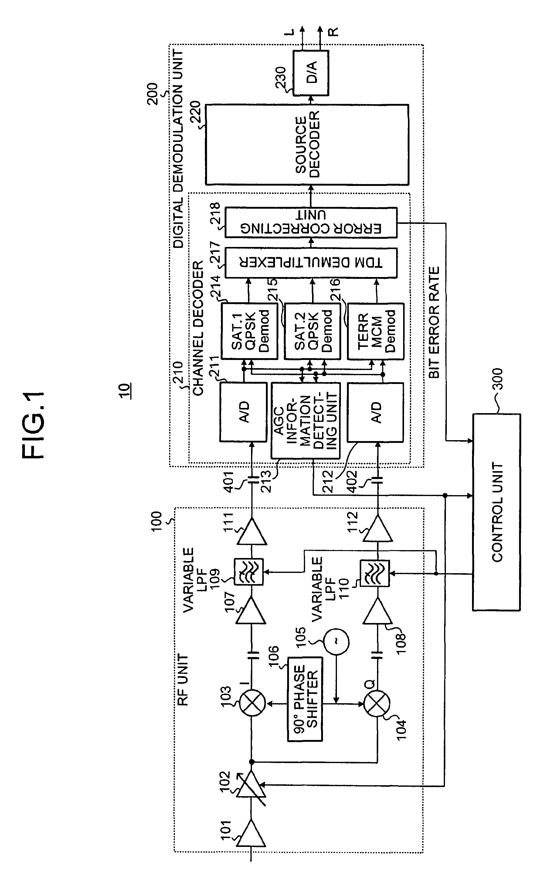 High-frequency receiver and adjacent interference wave reducing method