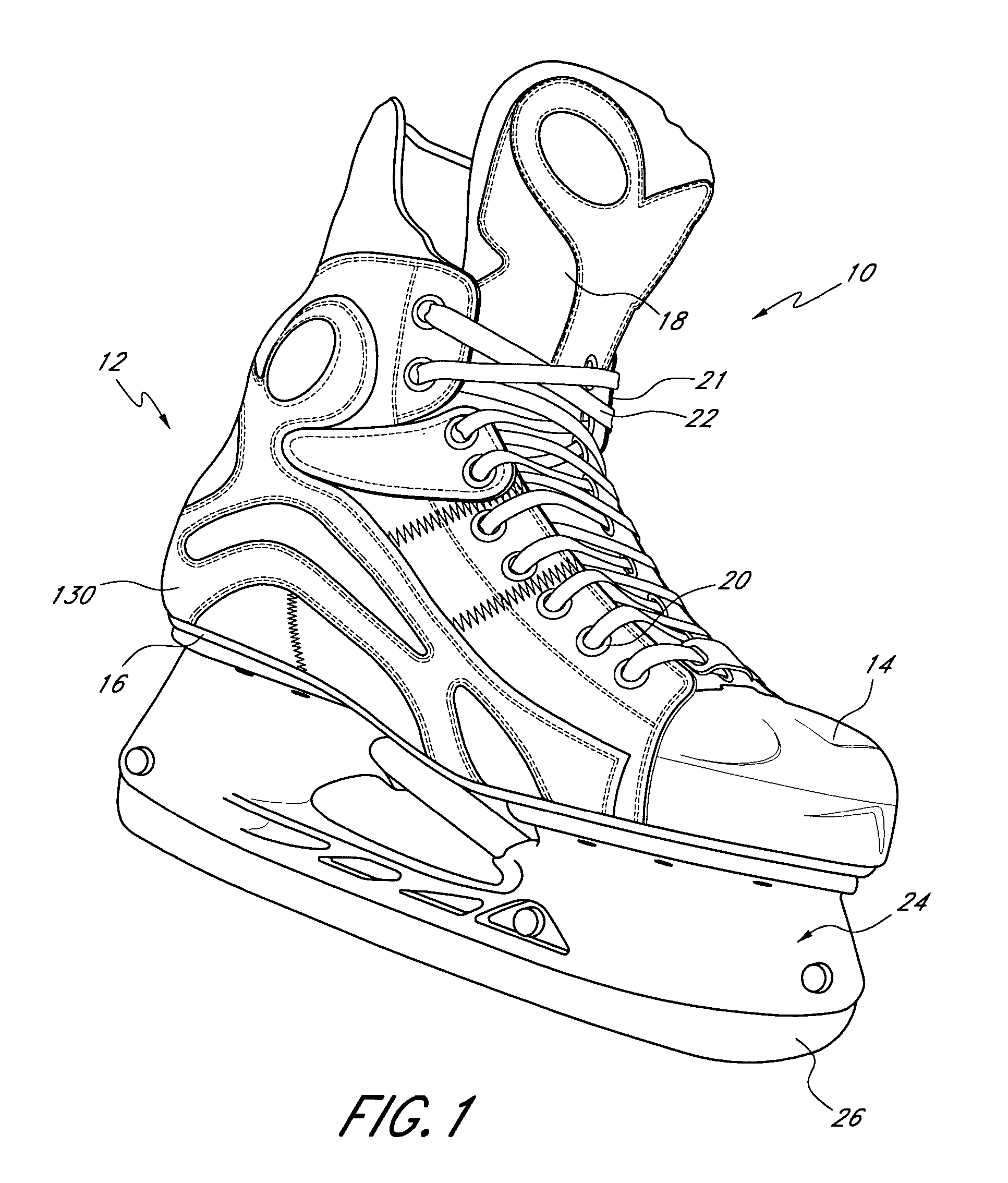 Contoured skate boot