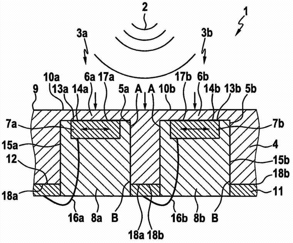 An ultrasound sensor device for detecting and sending ultrasound