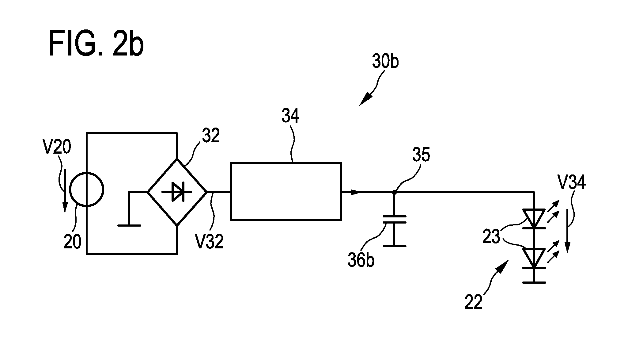 Dc-dc driver device having input and output filters, for driving a load, in particular an LED unit