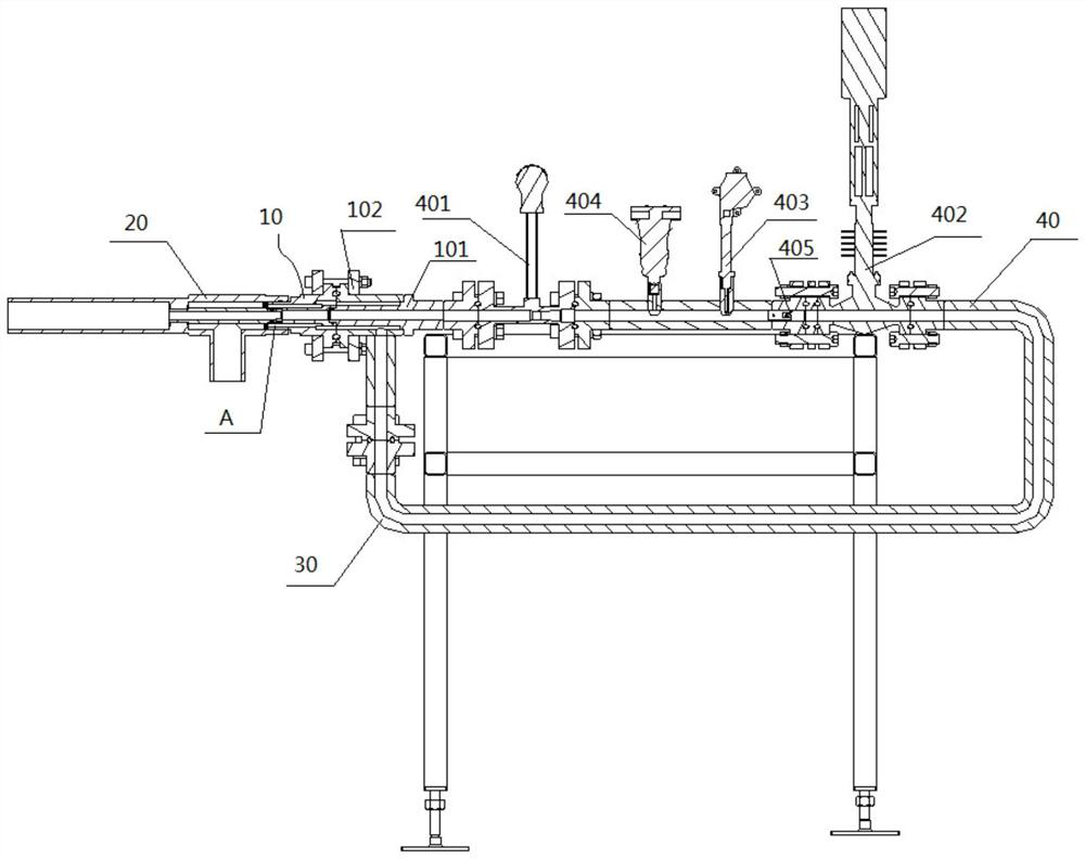 A nozzle sleeve connector, gas injection wellhead fluid monitoring pipeline and system