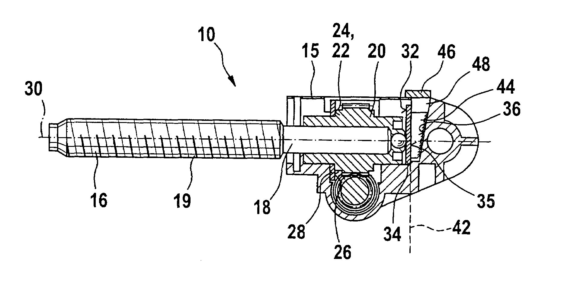 Gearbox drive unit with an inclined stop surface