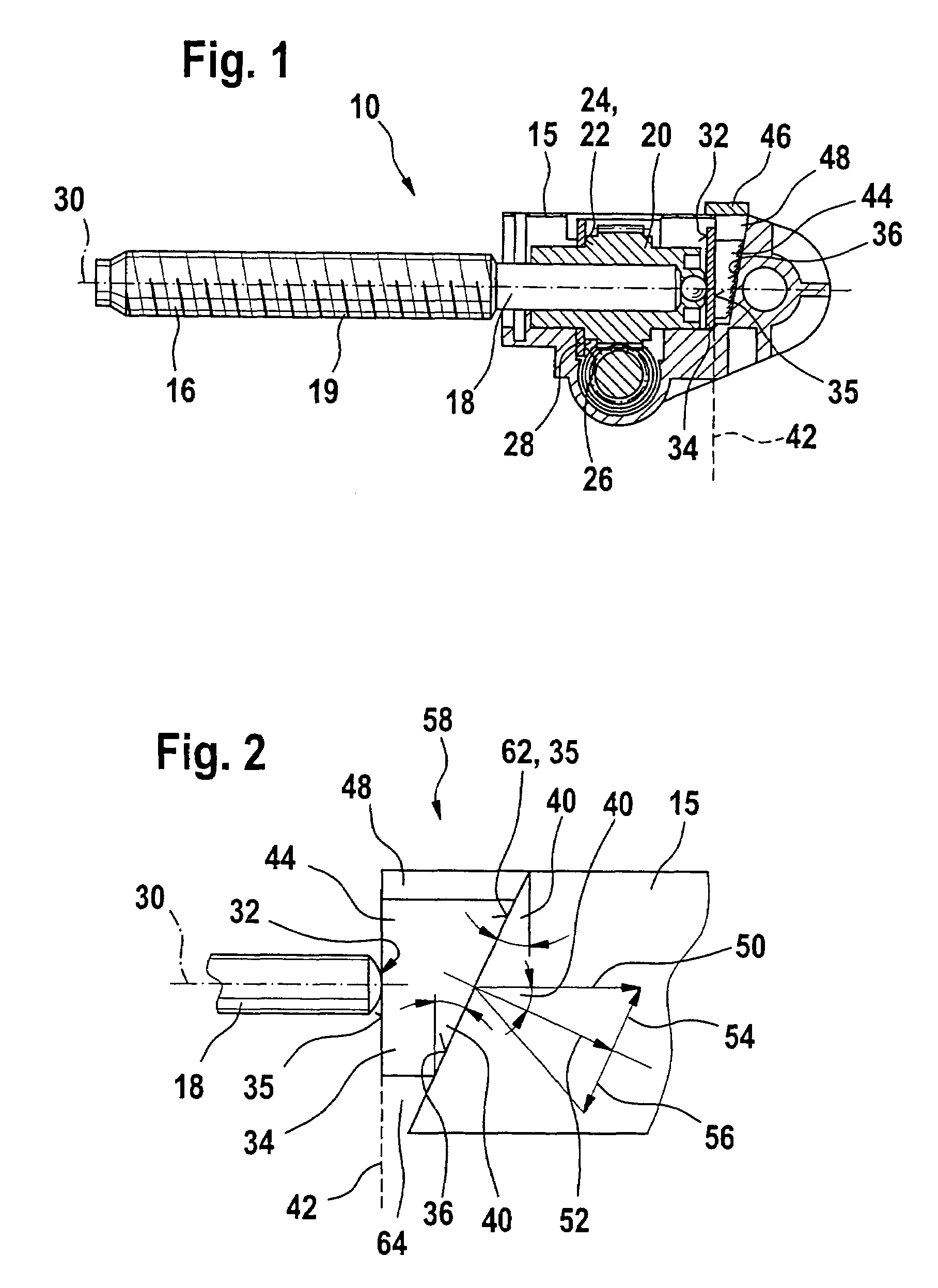 Gearbox drive unit with an inclined stop surface
