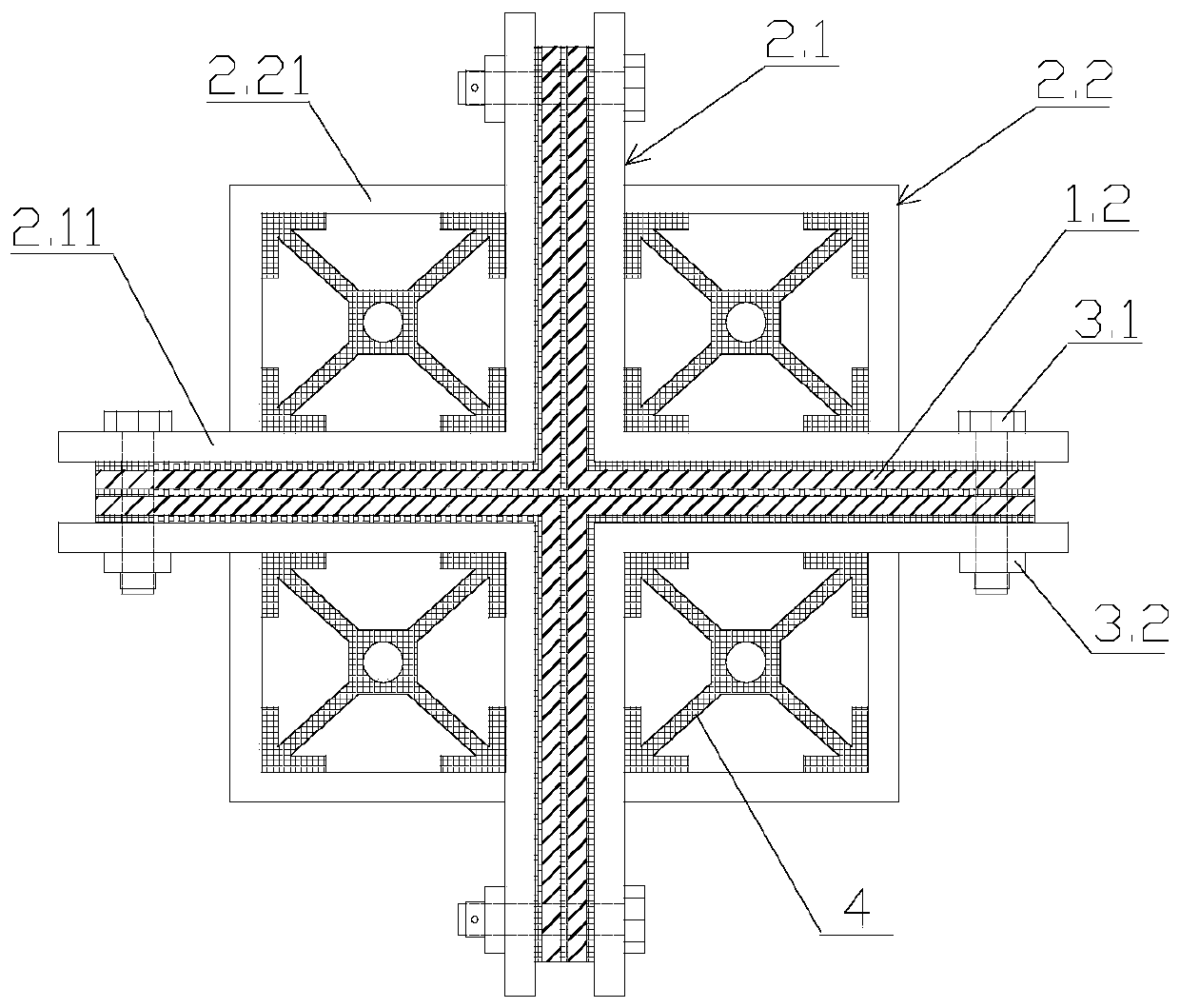 Crisscross section total-prefabricated-type anti-buckling supporting member
