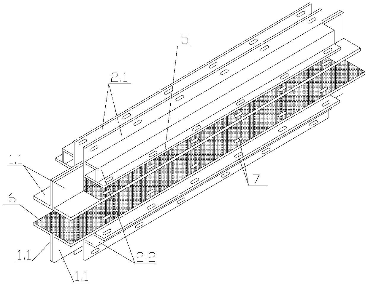 Crisscross section total-prefabricated-type anti-buckling supporting member