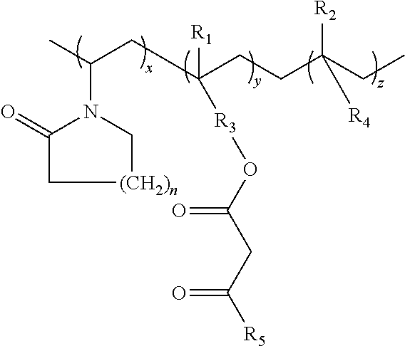 Lactamic polymer containing an acetoacetate moiety