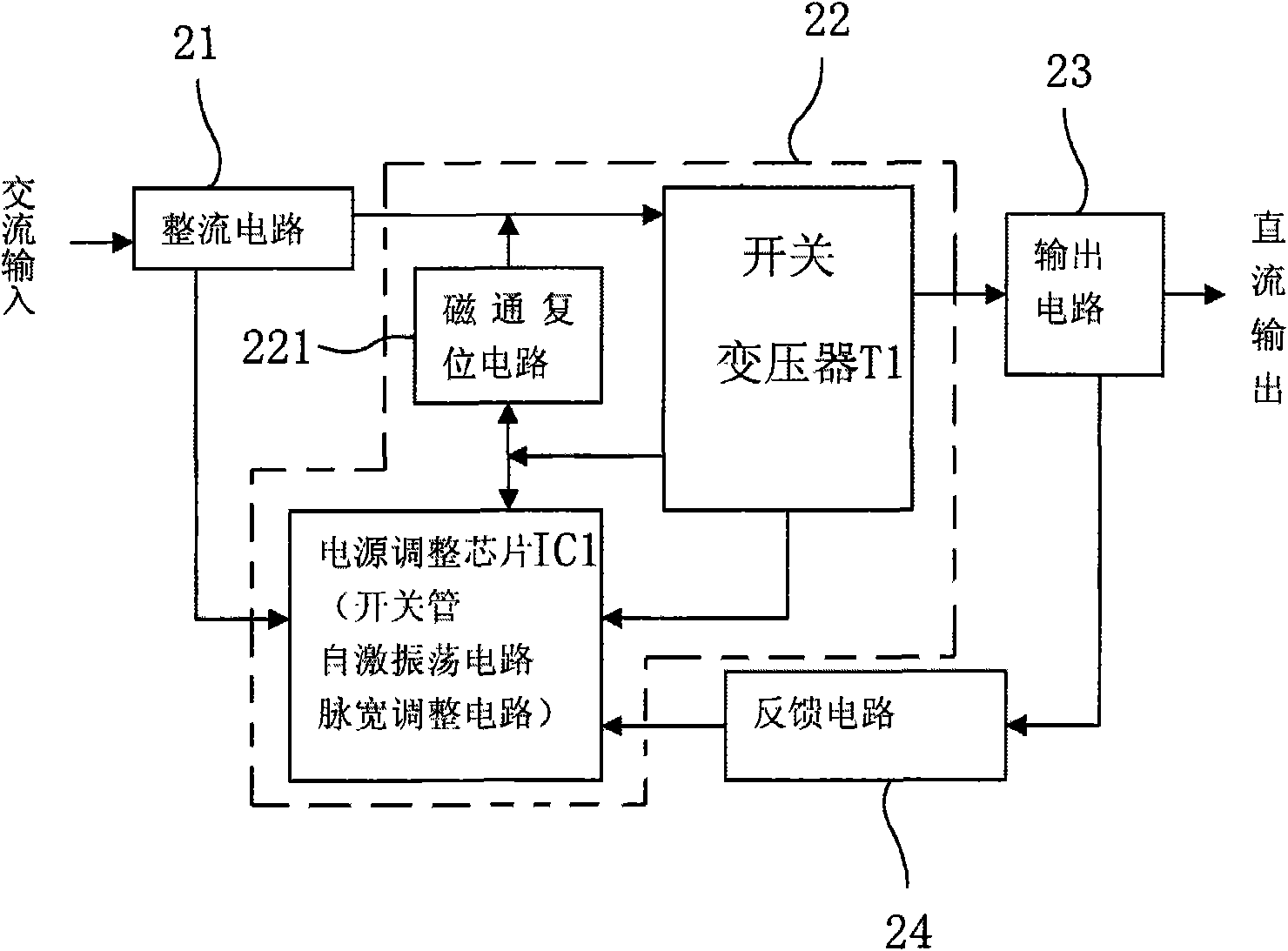 Alternating current power supply electronic clock with power saving structure