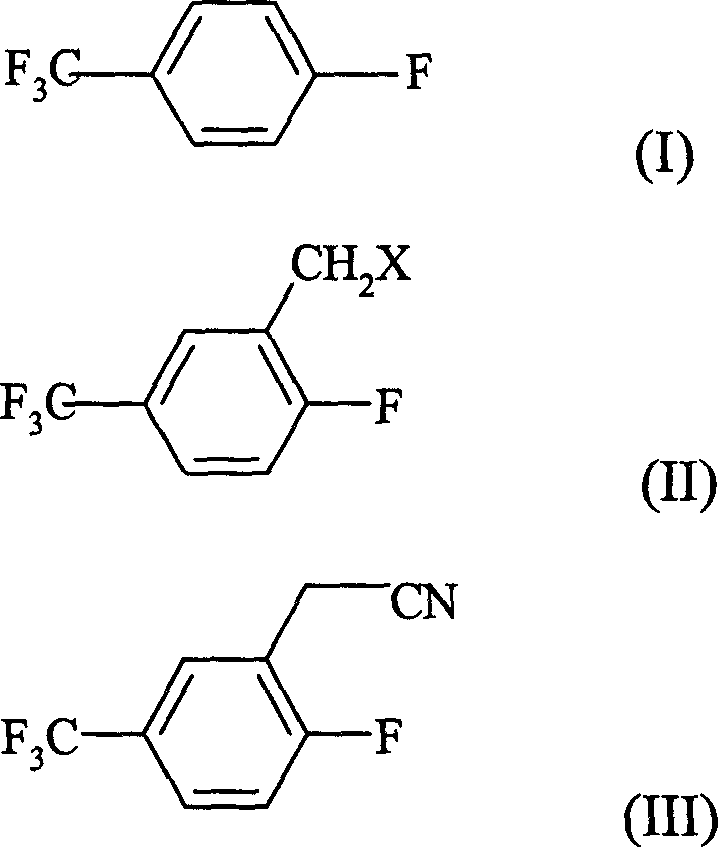 Prepn process of 2-fluoro-5-trifluoromethyl benzyl cyanide