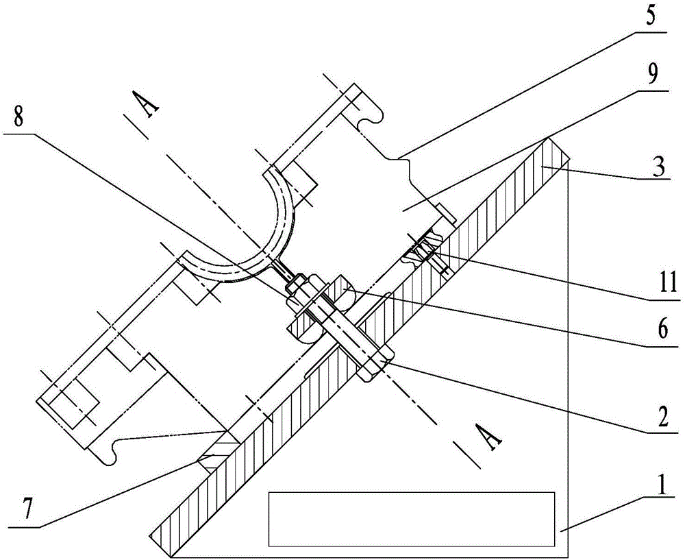 Clamping device and method for oil pointer hole machining of single-stage cone gear reduction case