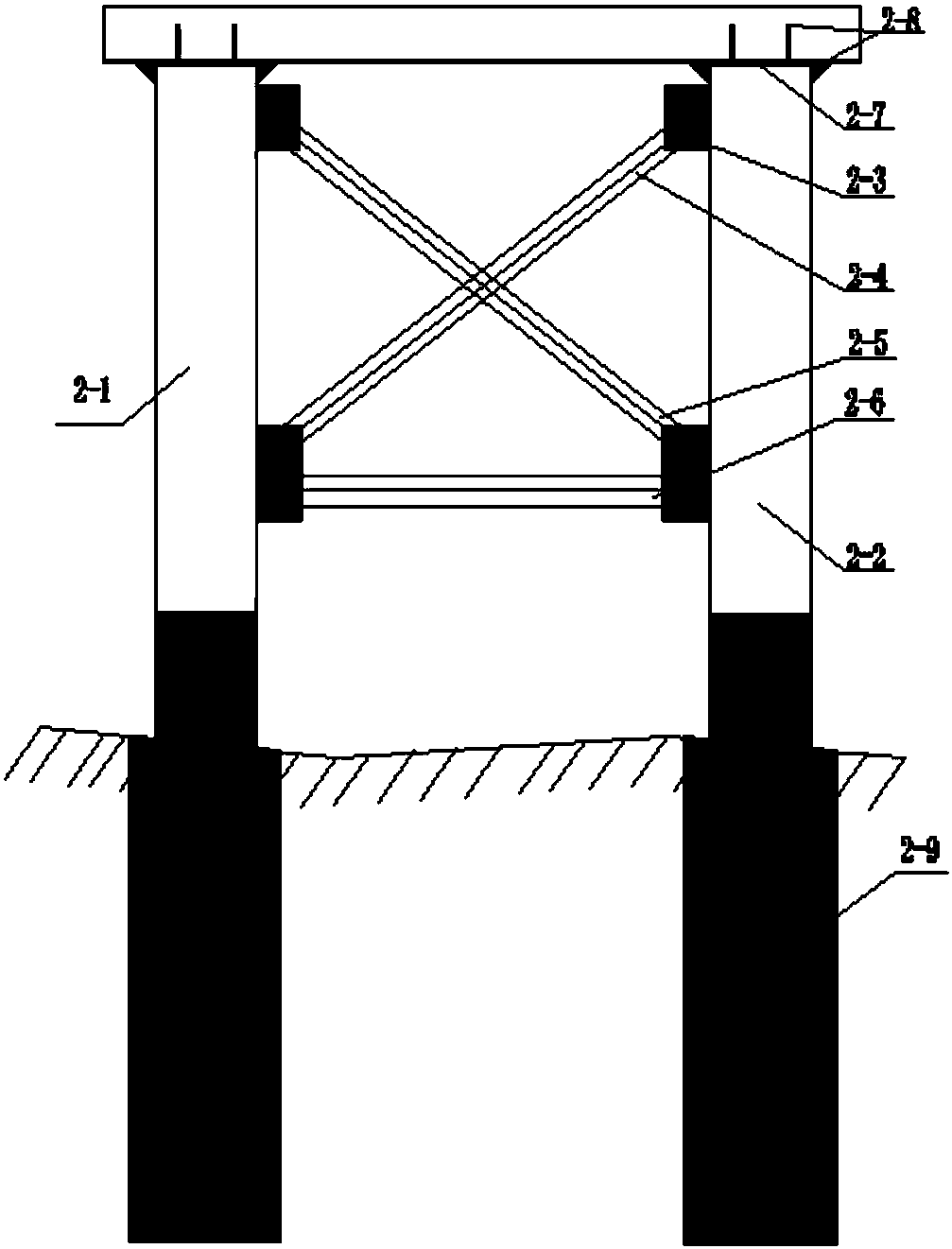Construction method of water-discharge temporary bridge for high-flow-rate and high-rise-degree river channel