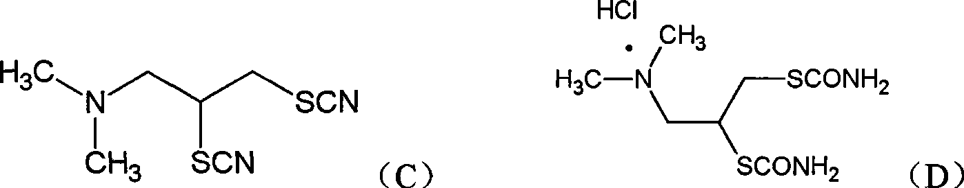 Preparation method of cartap hydrochloride intermediate, i.e., 2-N, N-dimethyl-1, 3-dithio-cyano propane
