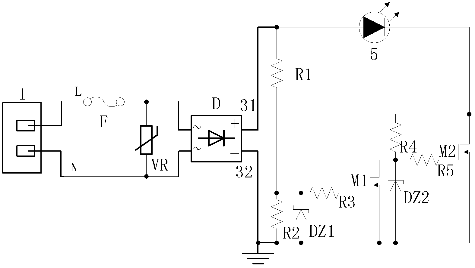 White-light light emitting diode (LED) light-emitting device directly driven by alternating current