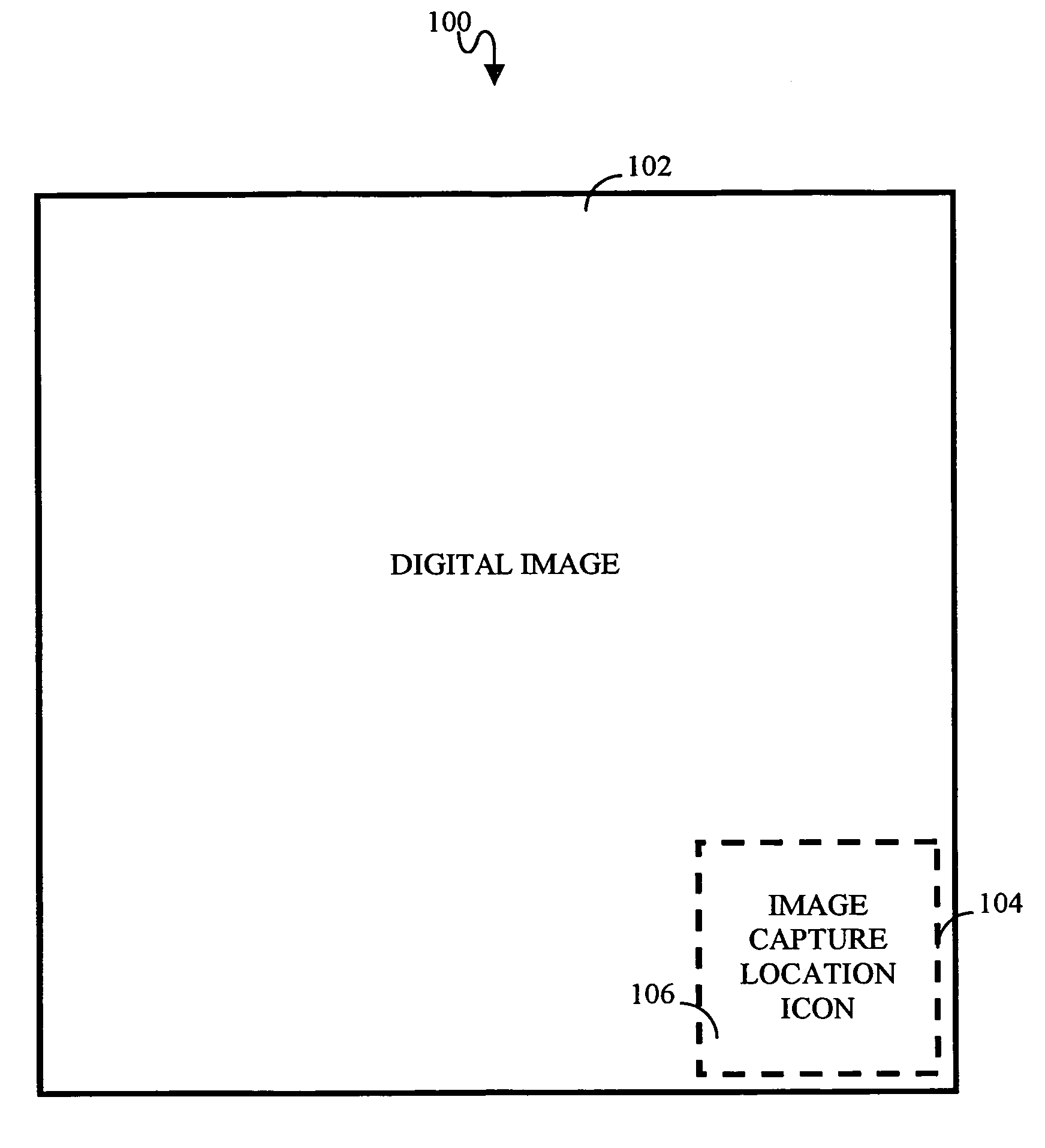 Method and apparatus for producing digital images with embedded image capture location icons