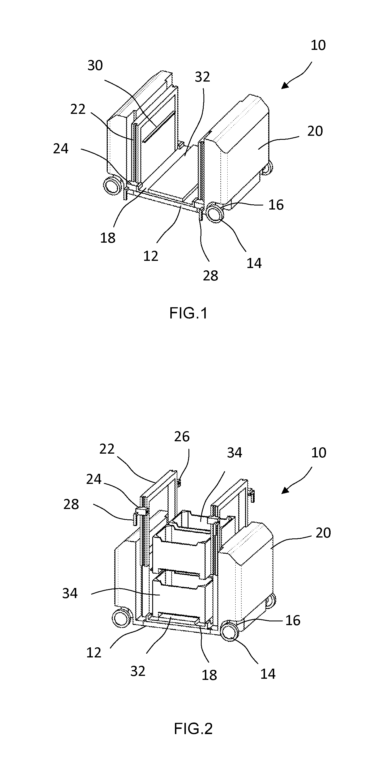 Self-lifting robotic device with movable carriages